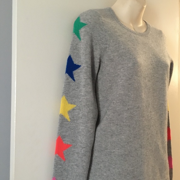 BLOOMINGDALE’S 100% Cashmere Intarsia Star Print Crew Sweater XS - Picture 3 of 5